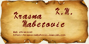 Krasna Mabetović vizit kartica
